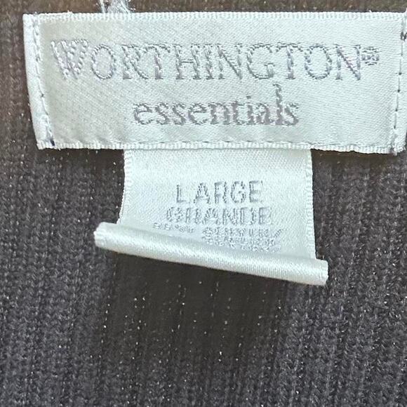Worthington black ribbed button up cardigan with a preppy vibe size large - Picture 5 of 5